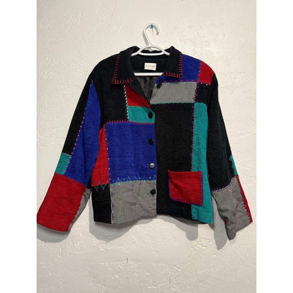 Koret Patchwork Button Down Blazer Jacket Womens … - image 1